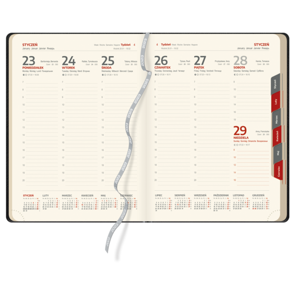 kalendarz książkowy A4 tygodniowy CZERŃ I CZERWIEŃ | KK51