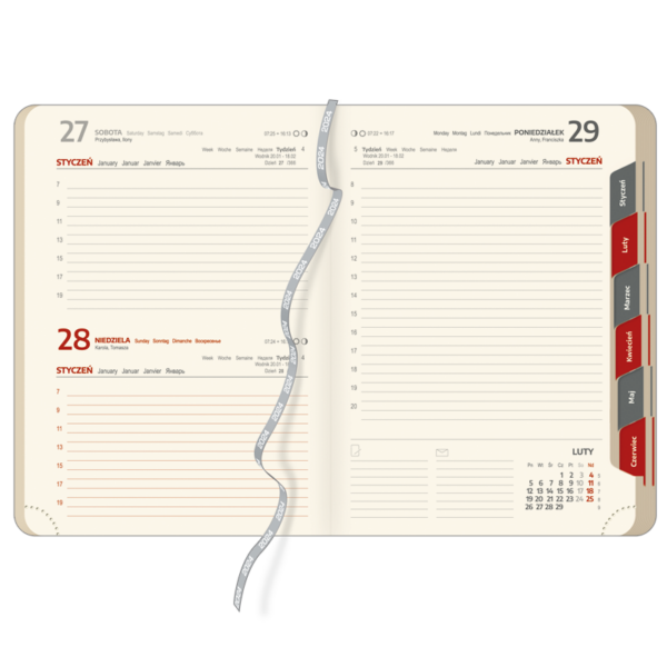 blok kalendarza książkowego A5 DZIENNY | BL117