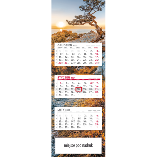kalendarz trójdzielny panoramiczny NASTROJE | PAN96