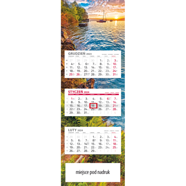 kalendarz trójdzielny panoramiczny ZACHÓD SŁOŃCA | PAN99